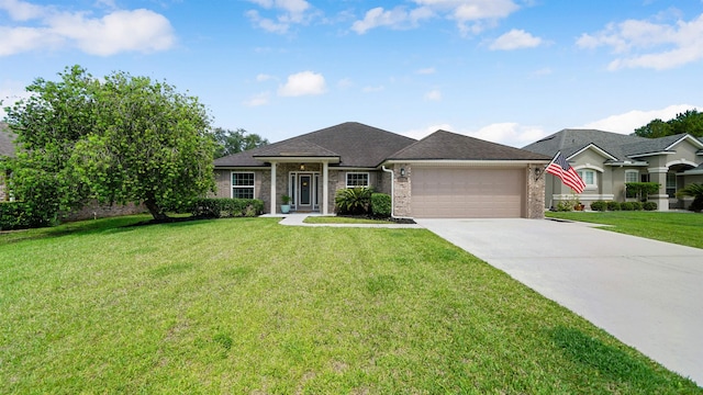 2020 Spring Meadows Ct, Saint Augustine, FL 32092 - ranch-style home featuring an attached garage, concrete driveway, a front yard, and brick siding