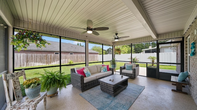 2020 Spring Meadows Ct, Saint Augustine, FL 32092 - sunroom featuring ceiling fan and outdoor lounge area