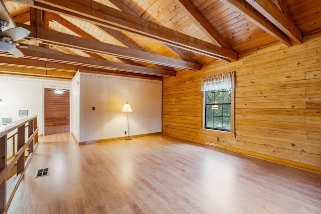 5850 Capo Island Rd, Saint Augustine, FL 32095 - unfurnished room featuring wooden ceiling, wood walls, wood finished floors, and ceiling fan