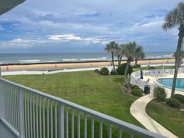 view of water feature featuring a beach view