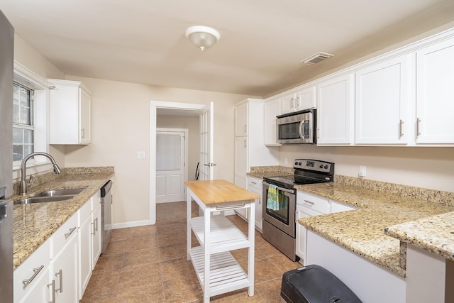 kitchen featuring sink, white cabinetry, and stainless steel appliances