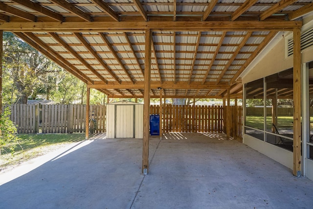 exterior space with a storage unit