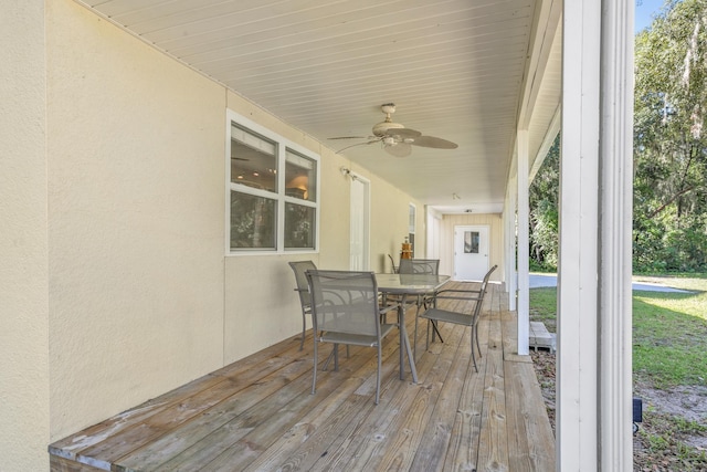 deck featuring ceiling fan