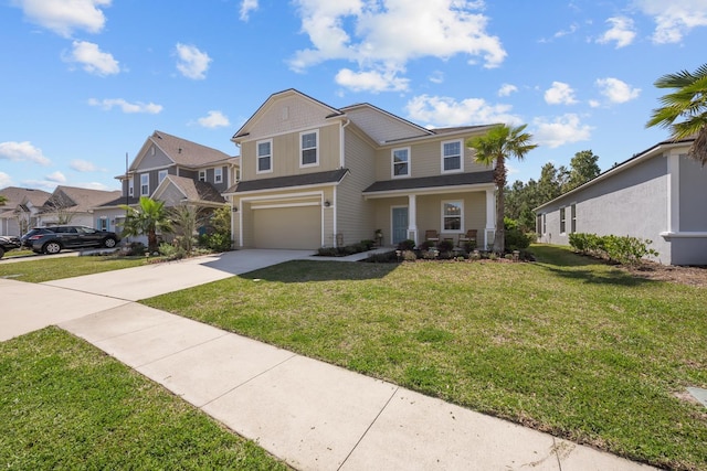 811 Sandstone Dr, Saint Augustine, FL 32086 - view of front facade featuring a residential view, concrete driveway, a garage, and a front yard