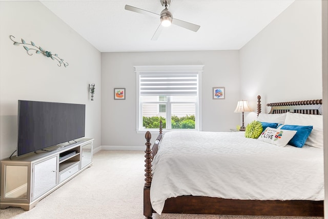 bedroom featuring carpet flooring and ceiling fan