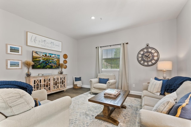 121 Grand Ravine Dr, Saint Augustine, FL 32086 - living area with dark wood-type flooring, baseboards, and recessed lighting