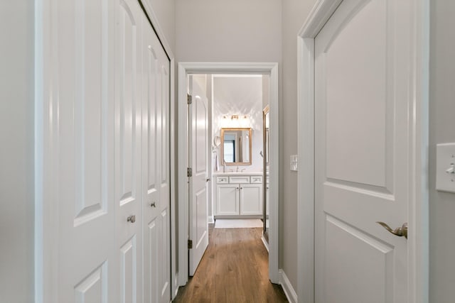 121 Grand Ravine Dr, Saint Augustine, FL 32086 - hall featuring dark wood-style flooring and a sink
