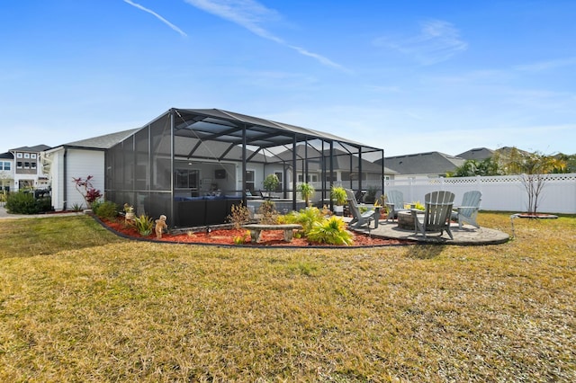 view of yard featuring a patio area and a fire pit