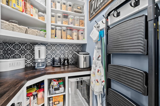 pantry with beverage cooler