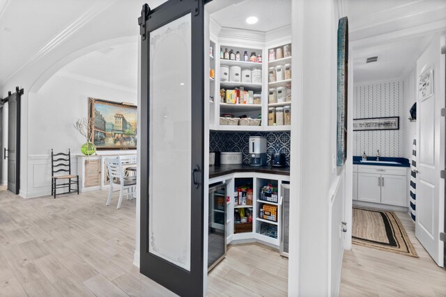 pantry featuring beverage cooler