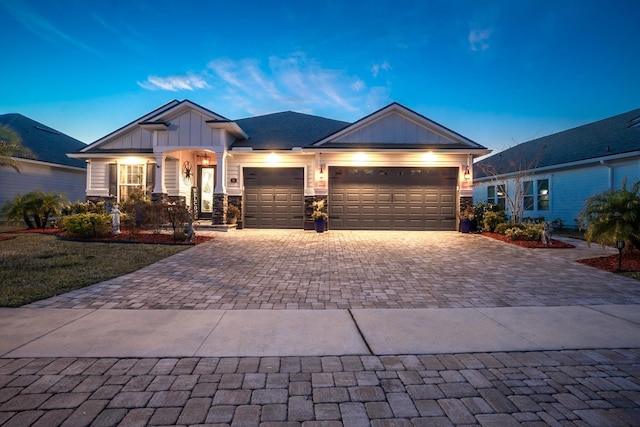 view of front of home with a garage