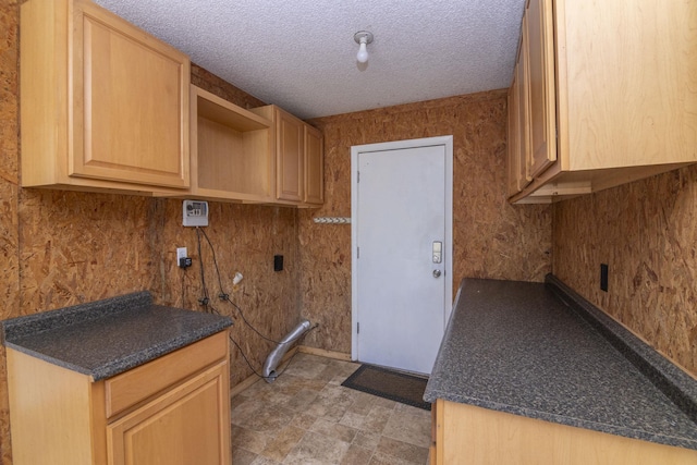 laundry room featuring cabinets and a textured ceiling