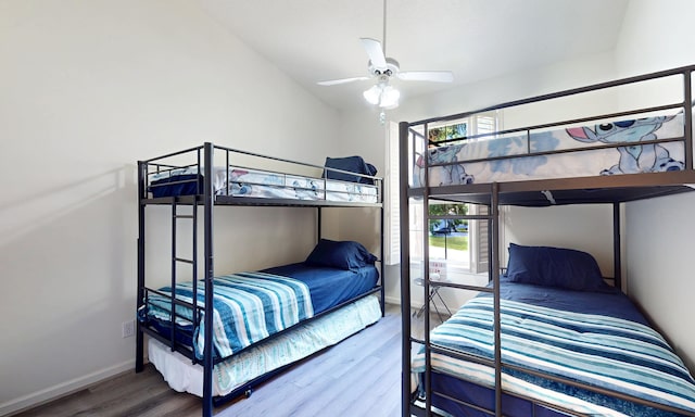 705 Augusta Cir, Saint Augustine, FL 32086 - bedroom featuring wood finished floors, baseboards, and a ceiling fan