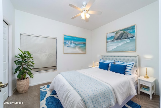 117 Laurel Wood Way Unit 105, Saint Augustine, FL 32086 - bedroom featuring carpet floors, baseboards, and ceiling fan
