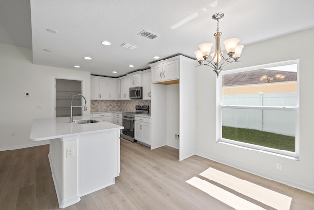 30 Palm Ln, Palm Coast, FL 32164 - kitchen with appliances with stainless steel finishes, a sink, tasteful backsplash, white cabinets, and recessed lighting