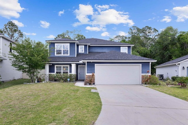 121 Sawmill Forest Ct, Saint Augustine, FL 32086 - traditional-style house featuring a shingled roof, an attached garage, concrete driveway, and a front lawn