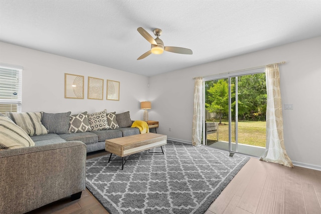 121 Sawmill Forest Ct, Saint Augustine, FL 32086 - living area with baseboards, a ceiling fan, and wood finished floors