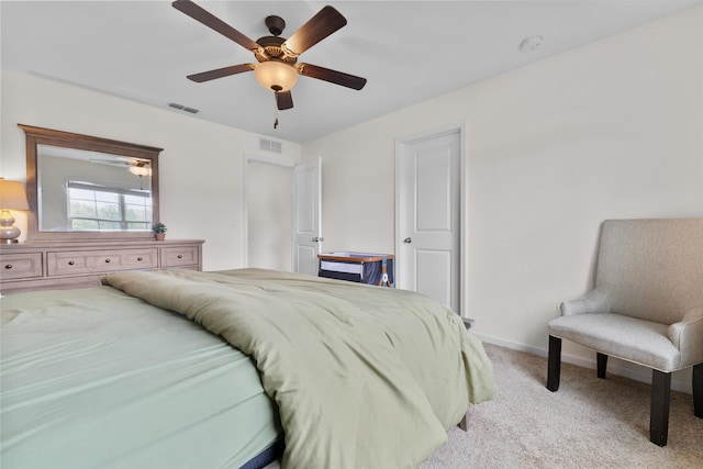 121 Sawmill Forest Ct, Saint Augustine, FL 32086 - bedroom featuring baseboards, light carpet, a ceiling fan, and visible vents