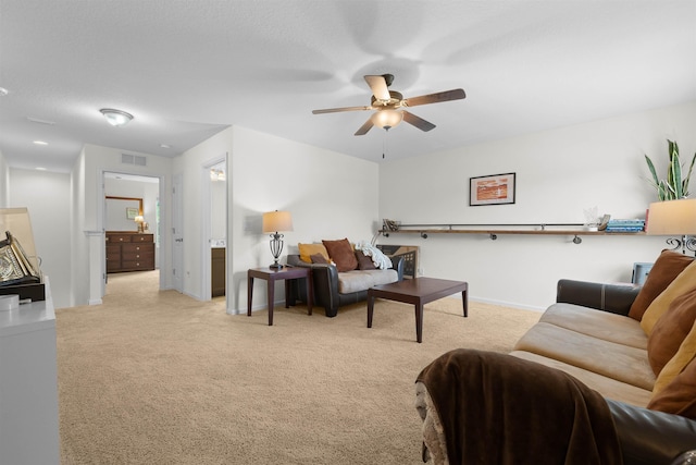 121 Sawmill Forest Ct, Saint Augustine, FL 32086 - carpeted living area with ceiling fan, visible vents, and baseboards