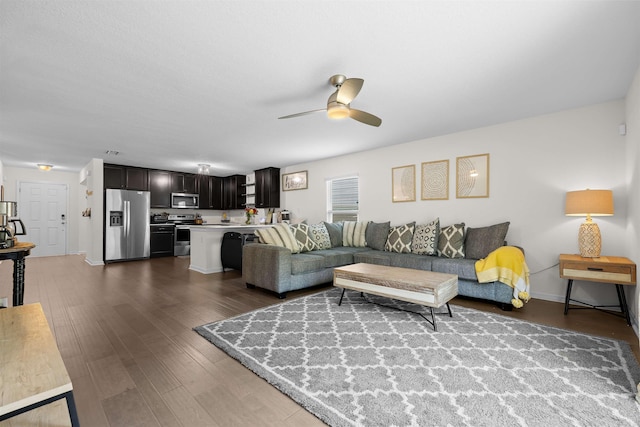 121 Sawmill Forest Ct, Saint Augustine, FL 32086 - living area featuring baseboards, ceiling fan, and dark wood-style floors