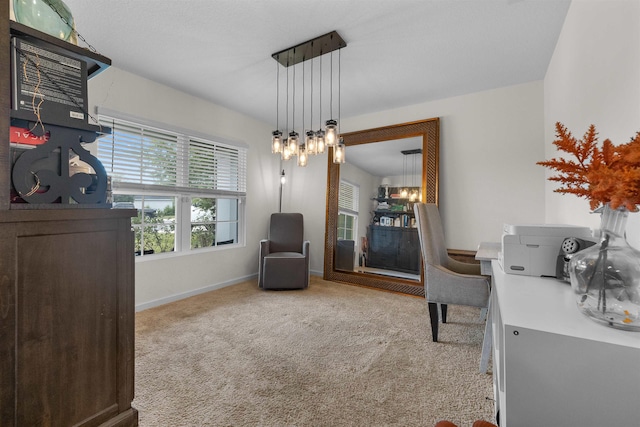121 Sawmill Forest Ct, Saint Augustine, FL 32086 - carpeted office space with an inviting chandelier and baseboards