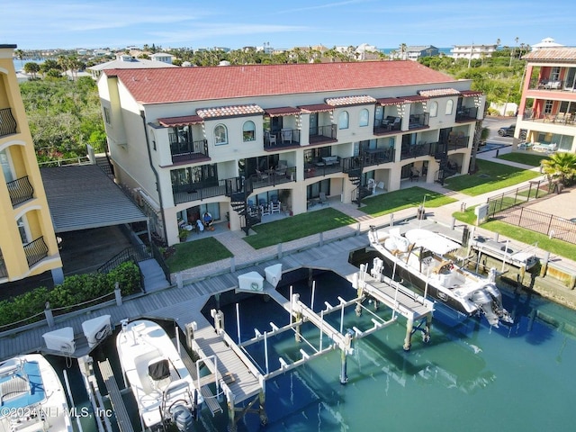 exterior space featuring a water view