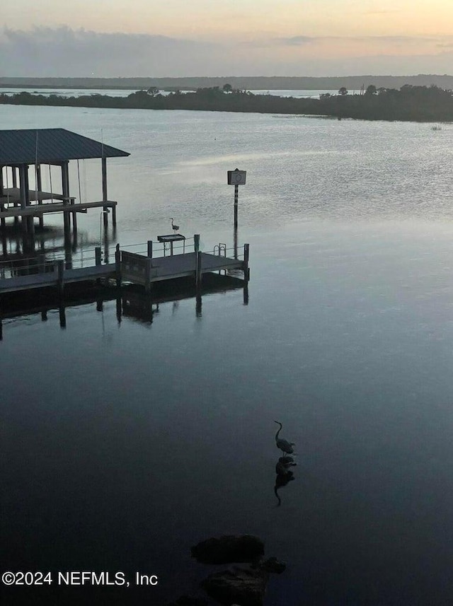 view of dock featuring a water view