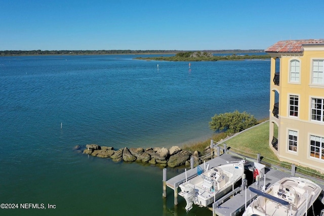 view of water feature featuring a dock