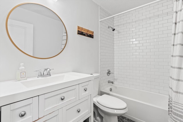 200 Raintree Trl, Saint Augustine, FL 32086 - bathroom with vanity, shower / bath combination with curtain, and a textured ceiling