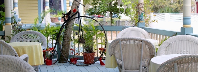 wooden balcony with a wooden deck