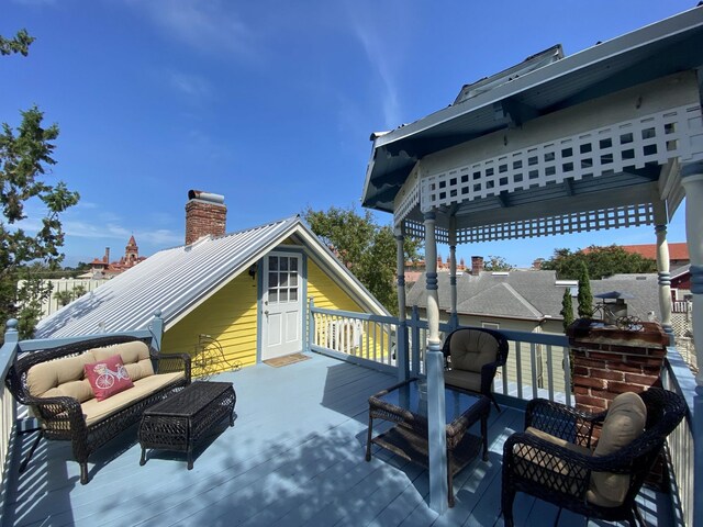 view of patio / terrace with a wooden deck and outdoor lounge area