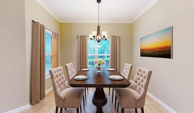 61 Grey Hawk Dr, Saint Augustine, FL 32092 - dining space with a chandelier, plenty of natural light, and crown molding