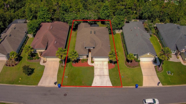 61 Grey Hawk Dr, Saint Augustine, FL 32092 - aerial perspective of suburban area featuring property parcel outlined