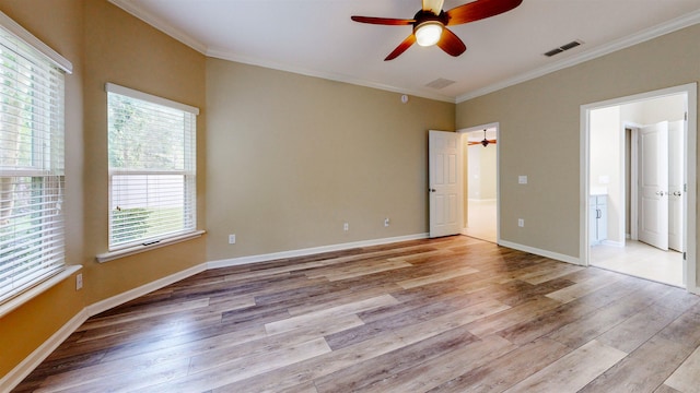 61 Grey Hawk Dr, Saint Augustine, FL 32092 - unfurnished bedroom with ornamental molding, light wood-style floors, and a ceiling fan