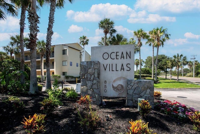 view of community sign