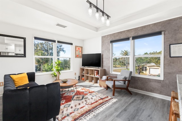 living room featuring hardwood / wood-style floors and plenty of natural light