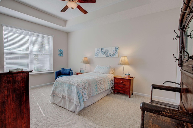 bedroom featuring ceiling fan and carpet floors