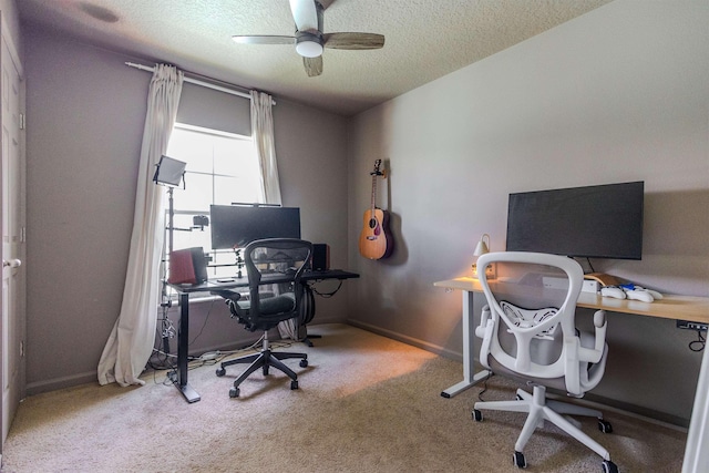 105 Serenity Bay Blvd, Saint Augustine Beach, FL 32080 - carpeted office with a textured ceiling and a ceiling fan