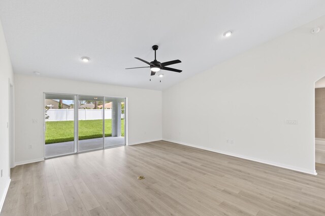 10 Reine Pl, Palm Coast, FL 32164 - empty room featuring ceiling fan, light wood-style flooring, baseboards, and recessed lighting