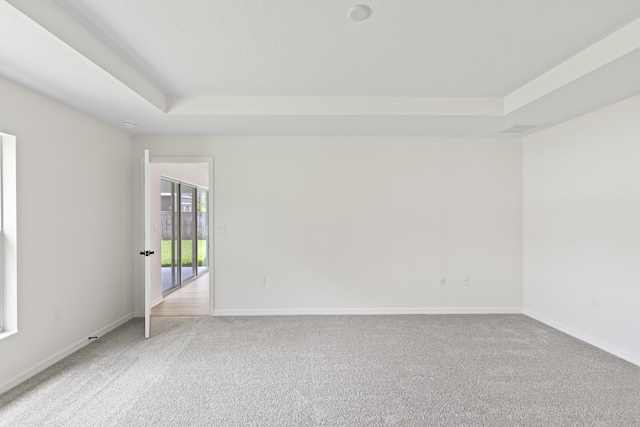 10 Reine Pl, Palm Coast, FL 32164 - spare room with a tray ceiling, light colored carpet, and baseboards
