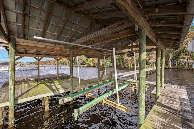 view of dock featuring a water view