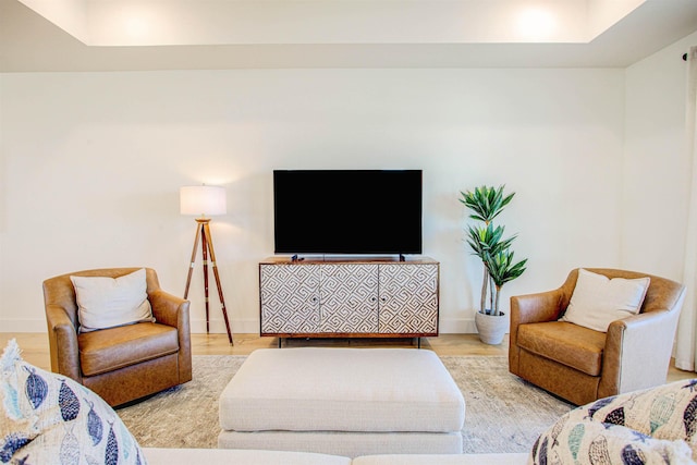 living room featuring light hardwood / wood-style floors