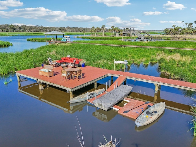 dock area featuring a water view