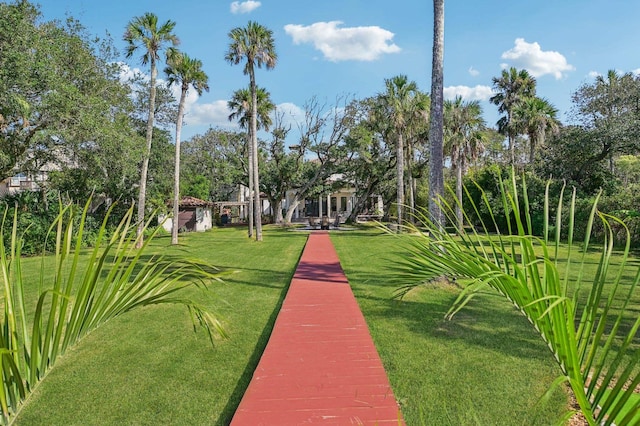 view of community featuring a yard