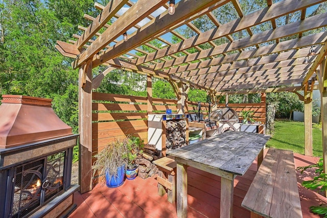 view of patio / terrace featuring a pergola and a deck