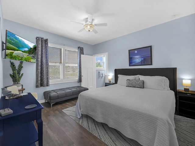 519 Arricola Ave, Saint Augustine, FL 32080 - bedroom with wood finished floors, ceiling fan, and baseboards