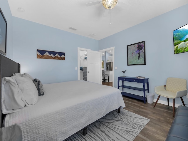 519 Arricola Ave, Saint Augustine, FL 32080 - bedroom featuring wood finished floors, baseboards, a ceiling fan, and visible vents