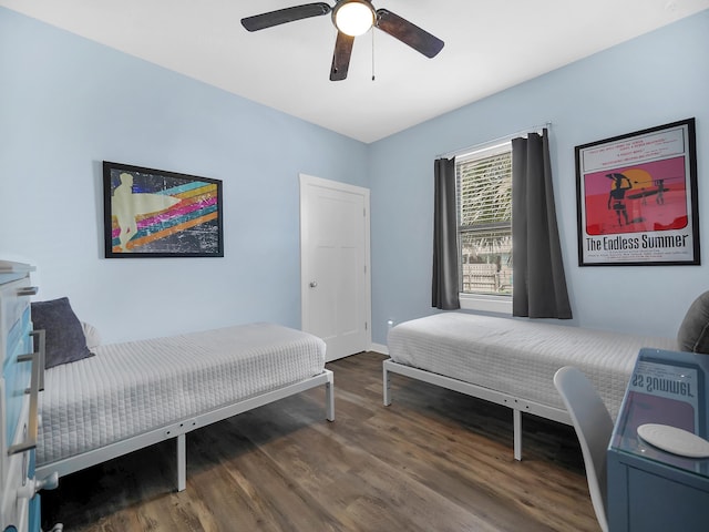 519 Arricola Ave, Saint Augustine, FL 32080 - bedroom with wood finished floors, ceiling fan, and baseboards