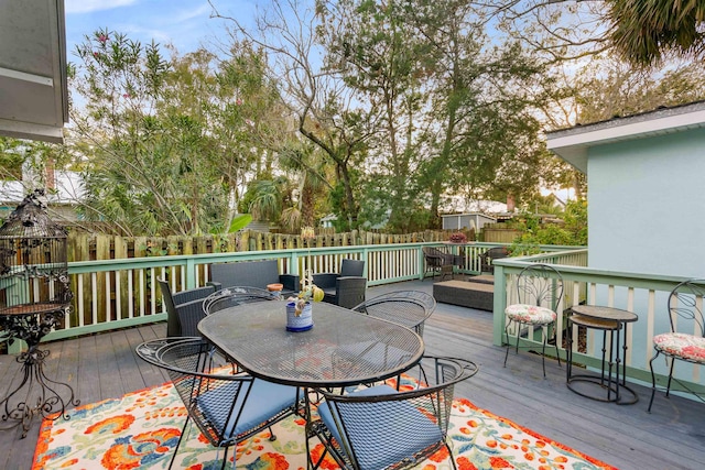 deck featuring an outdoor living space