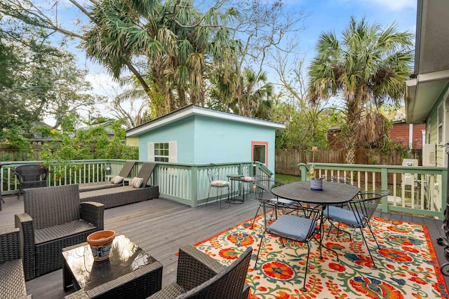 deck with an outdoor living space